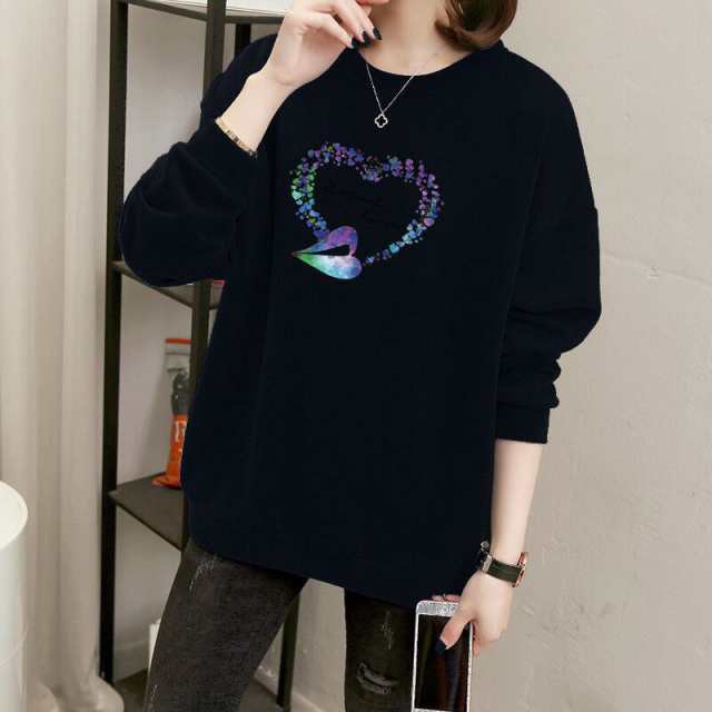 トップス トレーナー プルオーバー ラウンドネック 長袖 送 個性的 大きいサイズ L XL 2XL 3XL 4XL ブラック グリーン ブルー ピン