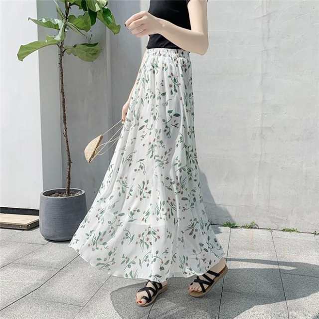 ロングカート 体型カバー スカート レディース ゆったり 大きいサイズ マキシスカート 春 夏 2020 20代 30代 40代 50代◆商品コード：one00095◆素材：シフォン◆サイズ：総長87
